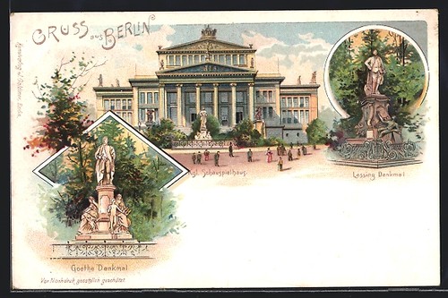 Lithographie berlin goethe - lithographie,