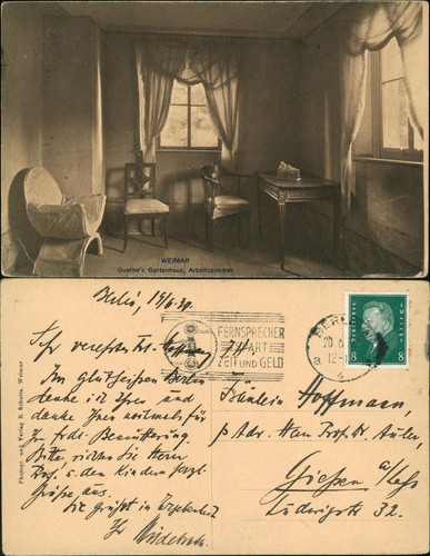 Ansichtskarte weimar goethe - weimar, goethe's